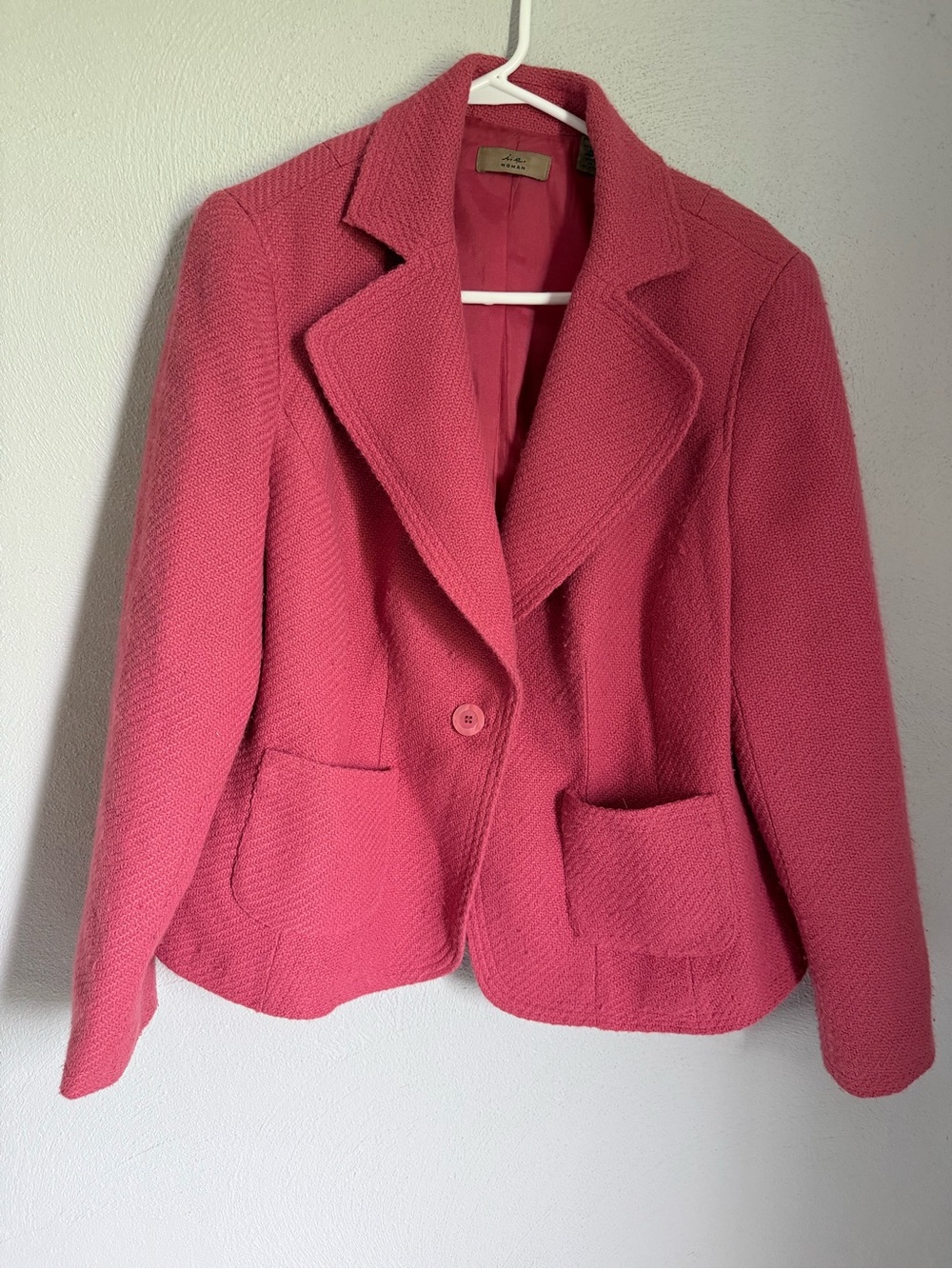 Textured Pink Blazer Jacket - Women's Tailored Single-Button